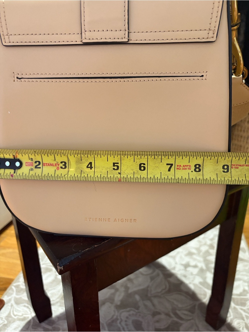 Etienne Aigner Cream Leather Crossbody with Gold Buckle - Picture 6 of 14